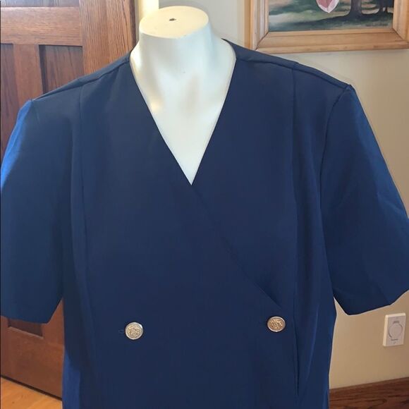 Vintage oversized blazer Berg-Ray FROCKS navy sailor. Size 18 1/2 - Picture 3 of 11